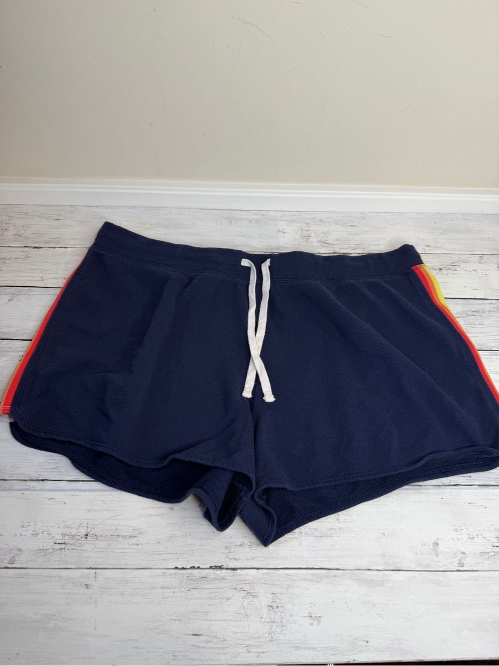 Old Navy Navy Athletic Shorts with Rainbow Side Stripes